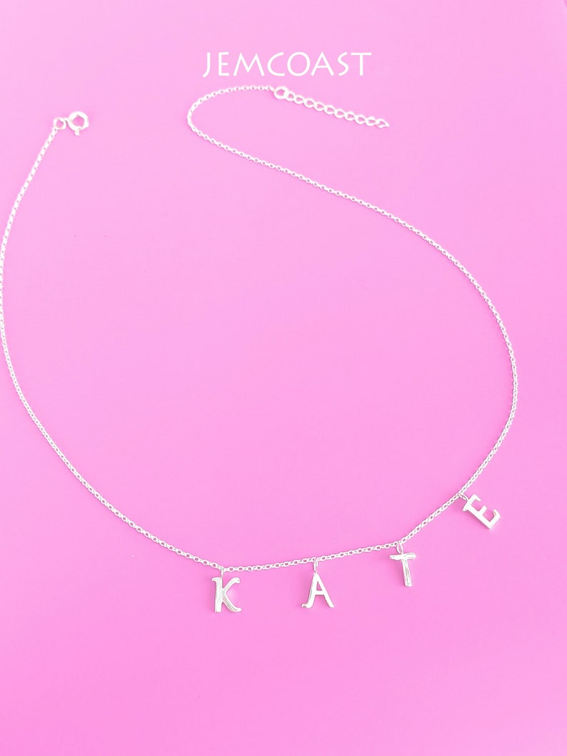 PERSONALIZED NAME NECKLACE Spaced Letter Necklace Hanging Etsy