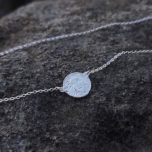 GORGON PENDANT MEDUSA Necklace Minimalist Jewelry, Medusa Choker • Small Disc Charm 925 Sterling Silver, Mythology Dainty Necklace for women