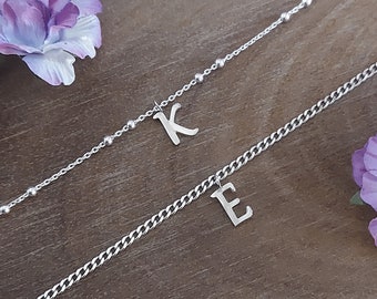 Initial anklet bracelet, letter beaded bracelet, chain with initial, ankle initial d pendant, Letter anklet, Monogram Chain, Hanging letter