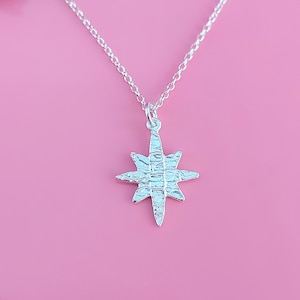 Silver North Star Necklace, Delicate Minimalist Jewelry for women 925 Sterling Silver star pendant, hypoallergenic necklace, Handmade choker