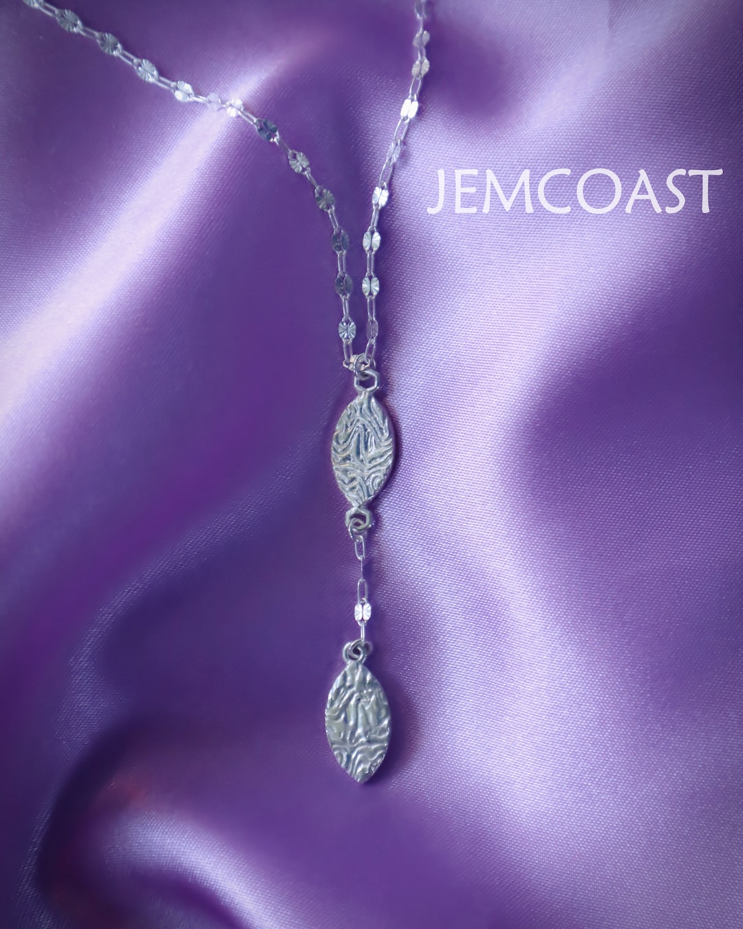 Silver 925 Lariat Necklace, Yshaped Necklace, LEAF NECKLACE, Minimalist Necklace, Leaves