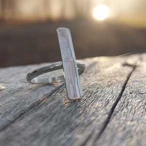 925 Sterling Silver Bar Ring | Vertical Minimalist Band | Dainty Handmade Jewelry | Simple Stacking Ring | Modern Gift for Her