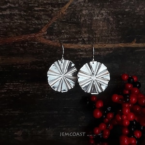 Formal ROUND EARRINGS Sterling Silver, Impressive Chunky Jewelry Medium size, Best Birthday Gift for women, Wedding Earrings, Greek Jewelry