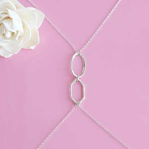 BODY CHAIN Long Necklace 925 Sterling Silver for women, Layered body Chain, Bralette Chain, Minimalist chain, Delicate bikini body jewelry