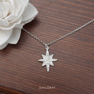 NORTH STAR Pendant Sterling Silver Necklace, Star charm Jewellery gift for women, Celestial 925 womens Jewelry Minimalist Classic Christmas