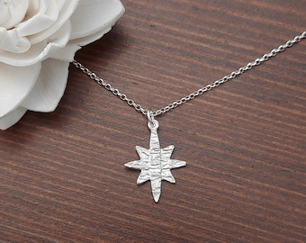 Sterling Silver North Star Pendant Necklace, Silver Star Gift, Star charm necklace Jewellery, Celestial Gift, 925 Sterling womens Jewelry