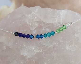 Thin Beaded Bracelet Multicolor Sterling Silver, Colorful Dainty Bracelet, Delicate Jewelry Gift for Her, Elegant Gifts for women friendship