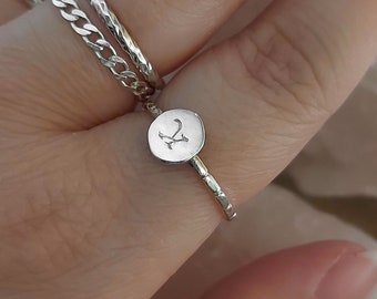 Custom LETTER INITIAL RING Gift for women 925 Sterling Silver, Dainty Monogram Ring Personalized Jewelry, Tiny Delicate Minimalist Rings