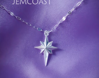 COLLAR DE ESTRELLA DE BELÉN DE PLATA • Collares llamativos • Colgante de gran estrella de Belén • Regalo de Navidad en plata de ley 925 para hija