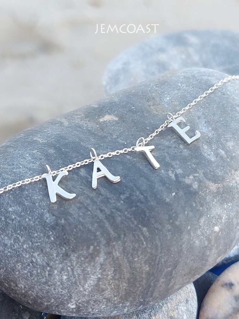 PERSONALIZED NAME NECKLACE Spaced Letter Necklace Hanging Custom