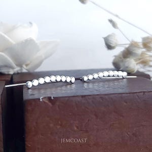EAR CLIMBER Earrings Minimalist Beaded Crawlers 925 Sterling Silver, Jewelry for first second lobe hole, Long Earrings Birthday Gift for her