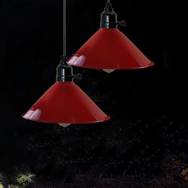 Red Pendant Light fixture with switch holder Retro Metal Lamp Ceiling light kit Vintage Industrial decor lamp Rustic decor light