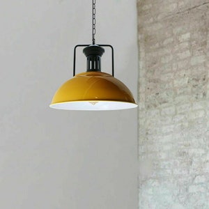 Antique Yellow big light shade Metal Pendant Light 41cm x 30cm Hanging Ceiling Industrial Vintage Lampshade Bar, Cafe, Restaurant Lighting