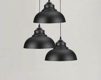 3 Cluster decor lamp kitchen pendant light Vintage Ceiling light shade Chandelier lighting Black lampshade kit