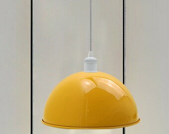 Yellow lampshade ceiling light Industrial Pendant lighting Loft style 40cm Big metal lampshade Decoration lights Diner table light kit