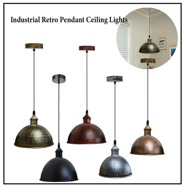 Antique Brushed Rustic Style Metal Pendant Light Hanging  Ceiling Industrial Brushed Vintage Lampshade Bar Lighting ,Restaurant Lighting