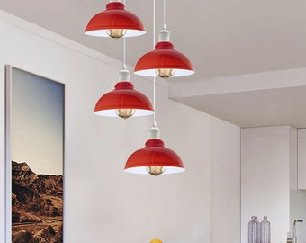 Kitchen Diner Table Pendant Light Bar Decor Lamp Modern Ceiling Lights Red Lightshade Chandelier Lighting Cluster Pendant Light Decor Lamp