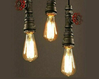 Antique Décor lamp Steampunk Pipe Light Indoor Hanging Rustic Pendant Light Ceiling light fixture Bar Café Diner décor metal lamp