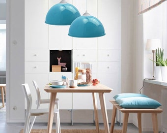 Color azul claro 40cm pantalla grande de luz Industrial Lámpara colgante Pantalla metálica estilo loft Bar, Cafetería, Diner kit de luces - Descuento por volumen