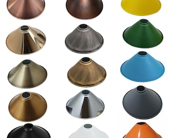 Easy Fit Retro Pendant Light Shades Vintage Industrial Ceiling Light Metal Lampshade Cone style Brushed/Polished Replacement lampshades