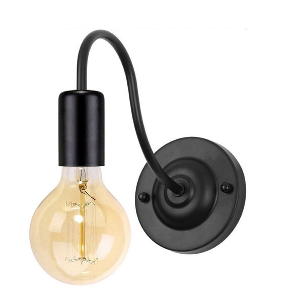 Vintage E27 Screw Holder Industrial Wall Sconce Lamp Holder Retro Black Colour Wall Light Fixture Small Wall Lamp Diner Coffee Table Lights