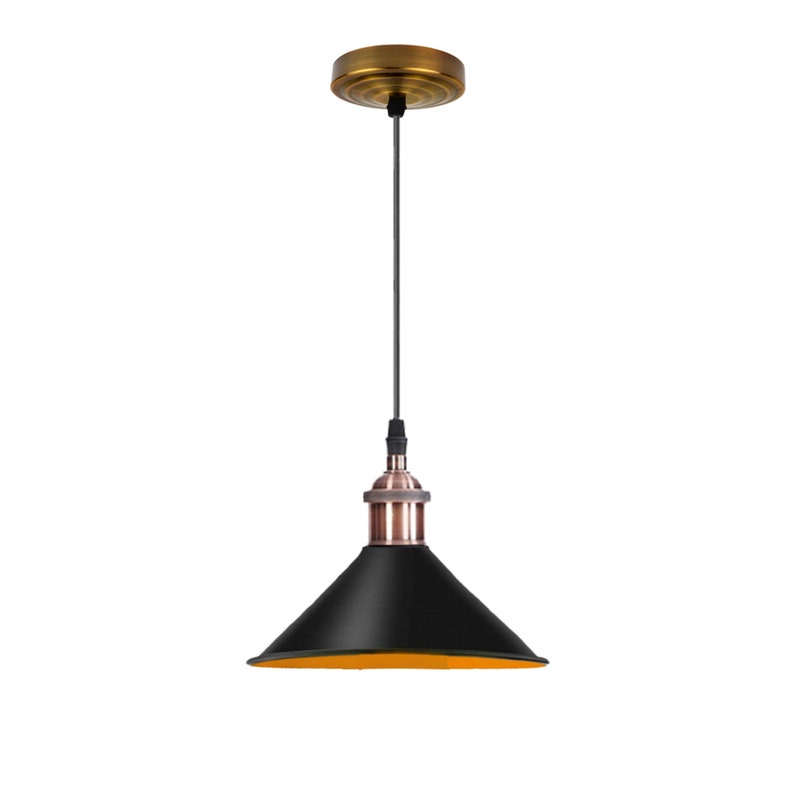 Retro Metal Pendant Black Ceiling Light Lamp Shade, Vintage Industrial Style, Ideal For Dining, Bar, Restaurants Metal Pendant Light Shade image 2