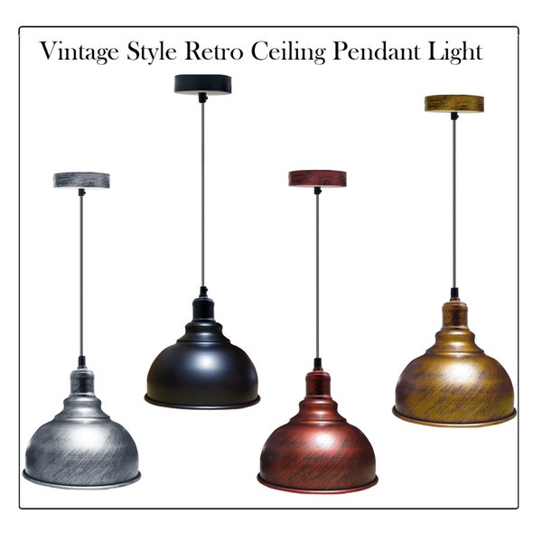 Rustikaler Stil Metall Hängelampe Deckenlampe Industrie gebürstet Vintage Lampenschirm Bar Beleuchtung Restaurant Beleuchtung