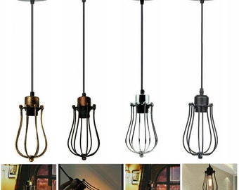 Colour Bulb Guard, Clamp On Lamp Cage, For Vintage Trouble Lights - Top Quality Supplies Chrome, Black, Brass, Rustic Red Ceiling Pendants