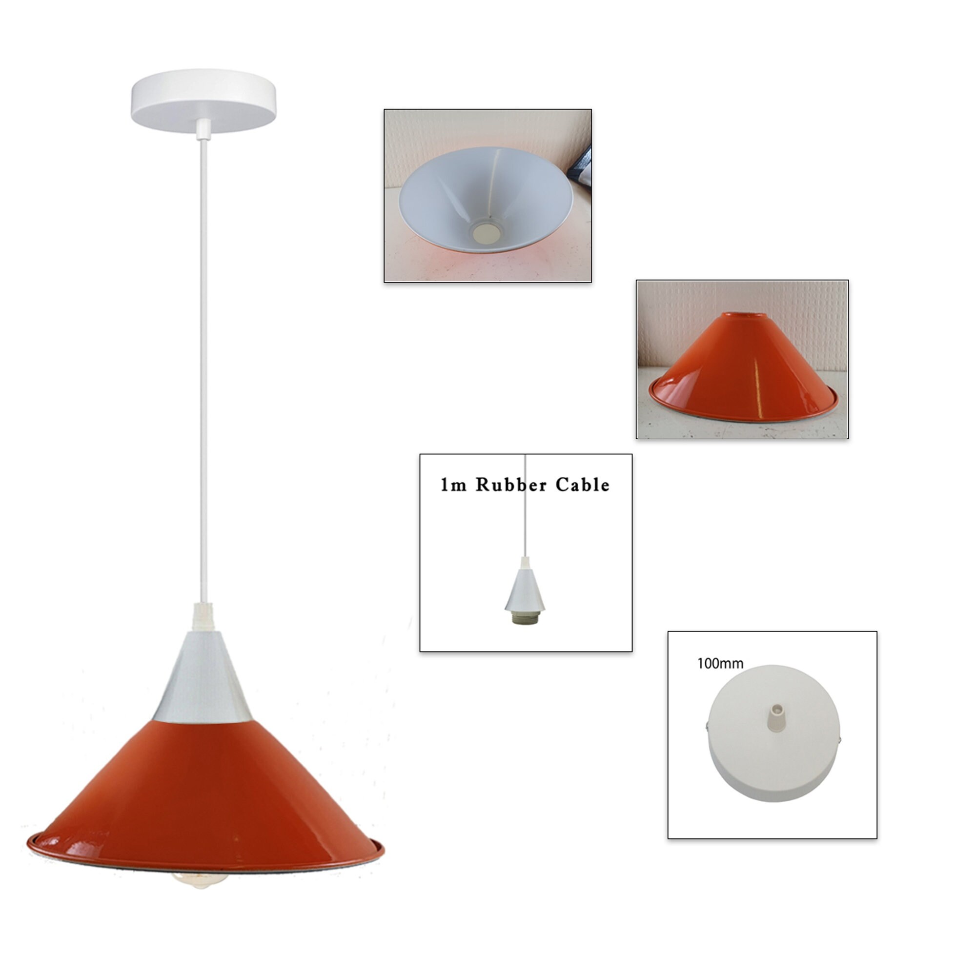 Red Pendant Light Ceiling Lamp Fixture Retro Metal Lamp Etsy