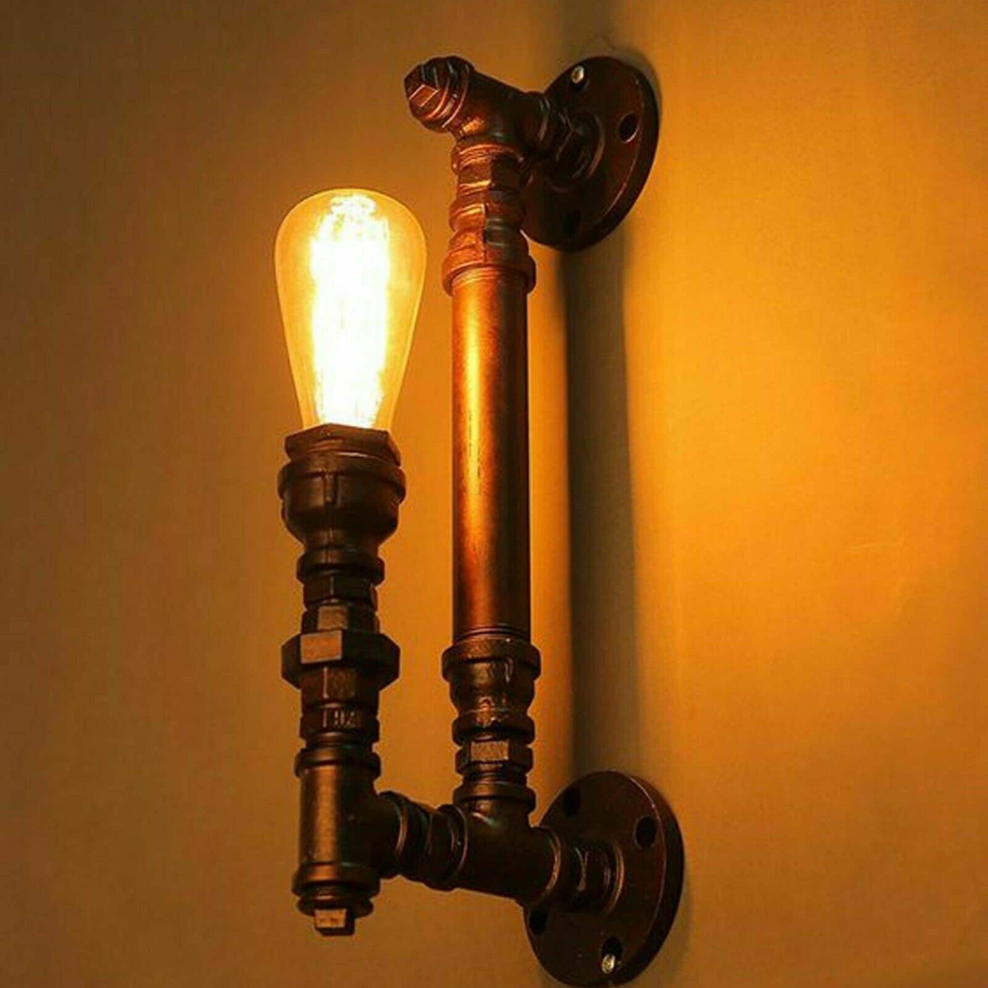Long Life Lamp Company Vintage Industrial Water Pipe Wall Light Rustic Lamp Metal Steampunk 