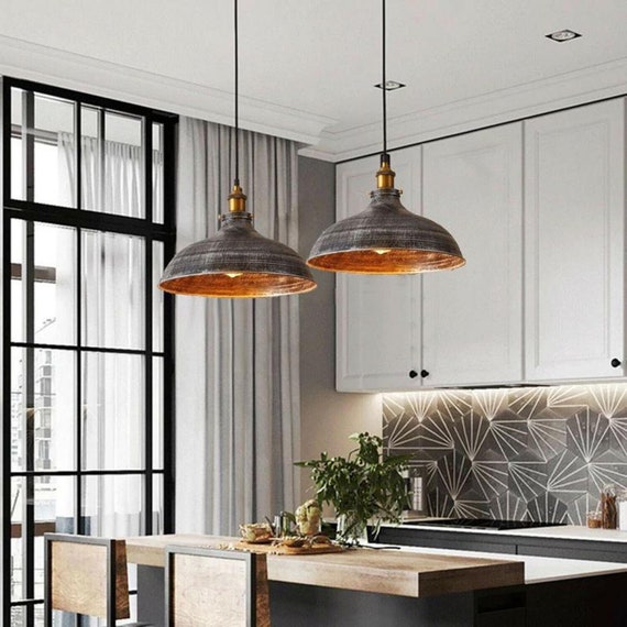 Industrial Suspended Ceiling Pendant Light Fitting Retro Metal Curvy Hanging E27 