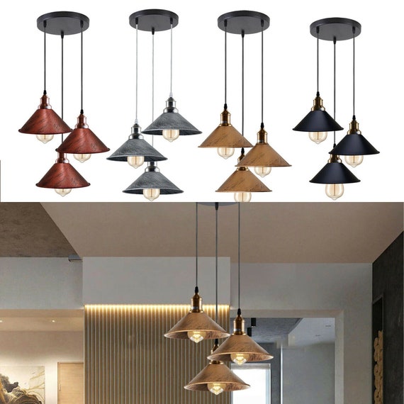 Colour Cluster Pendant Light Ceiling Lampshade Brushed Metal
