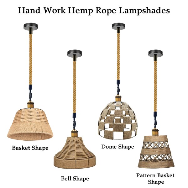 Hemp Rope Kitchen lamp Farm house style Hemp lighting Decorate Lights Bar, Restaurant, Cafe Lighting, Vintage Industrial Metal Pendant Light