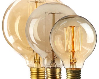 Vintage Edison Dimmable Retro Light Bulbs G125|G95|G80 Amber Globe Warm White Incandescent Lamp Bulb E27 ES screw | B22 Bayonet 60W Bulbs