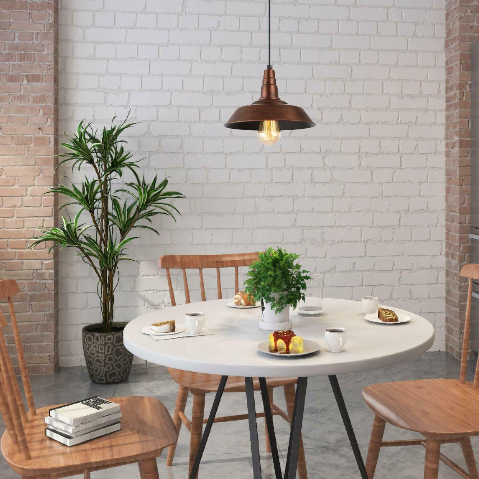 View of Rustic Style Metal Pendant Light Hanging Lamp Ceiling - Etsy