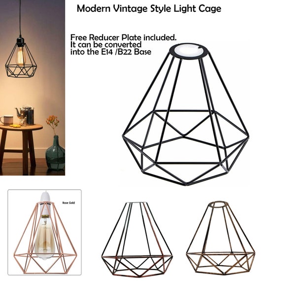 Retro Pendant Shade LED Geometric Wire Design Easy Fit Lighting Cage Light shade 
