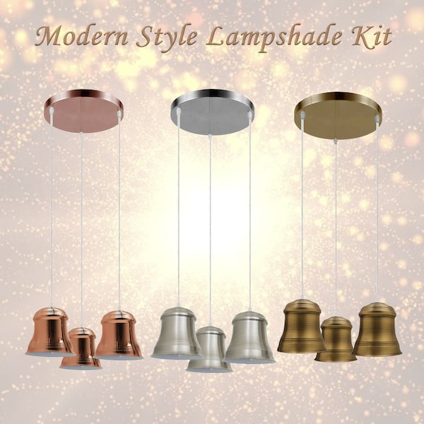 Modern Style Ceiling Light Cluster Lampshades Vintage Industrial Pendant Light Chrome/Yellow Brass/Rose Gold 3 Light Kit Chandelier Lamp