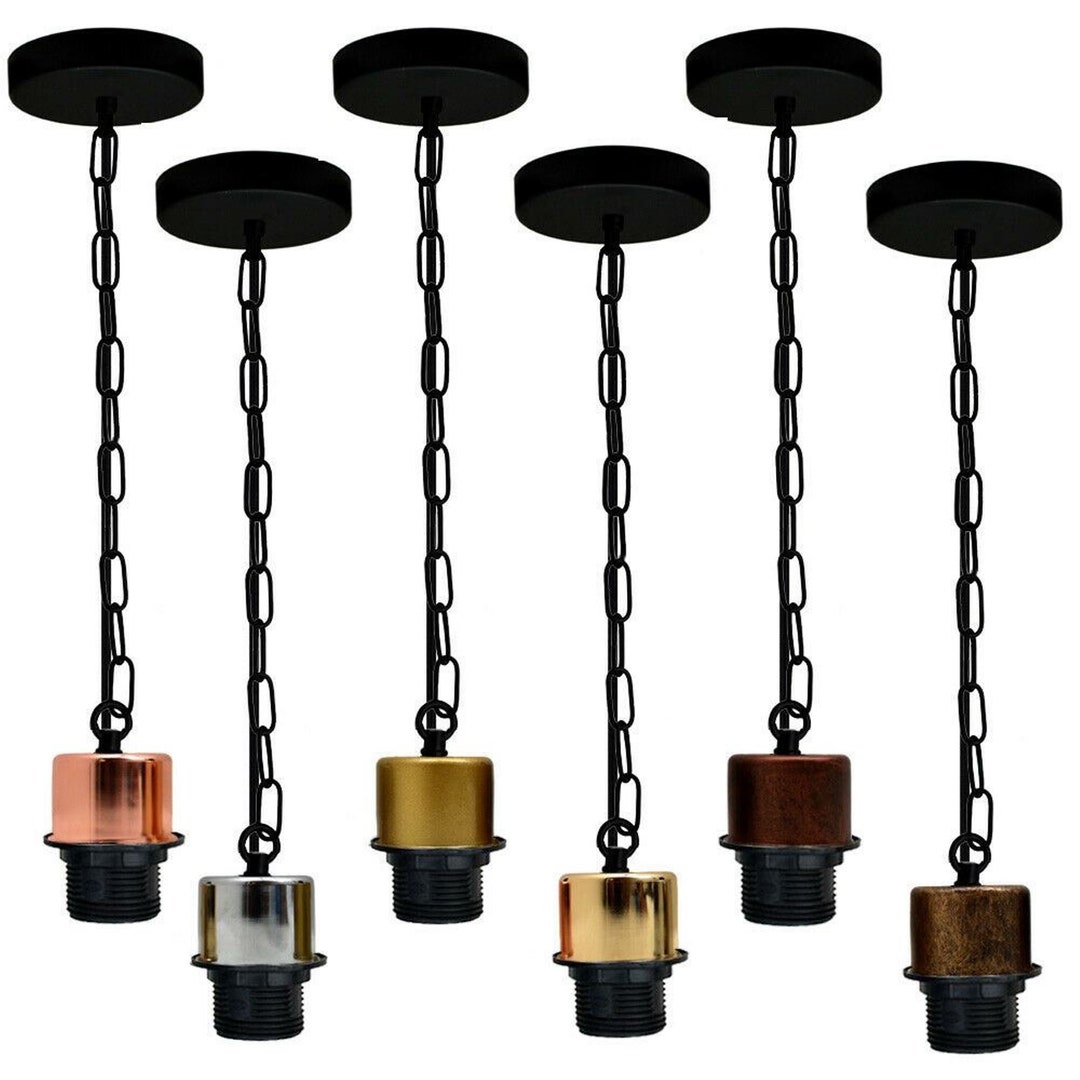 Pendant Holder E27 Vintage Colour Bulb Fittings Metal Lamp Holder With