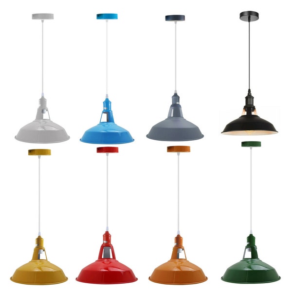 Lumière industrielle Grange Pendentif Éclairage Moderne Lumière Rétro Loft Style Métal Grange Abat-Jour Décorer Couleur Lampe Kit Bar Restaurant Diner Lampe