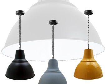 Ceiling Light Industrial Retro Pendant Lamp Suspended Light Fixtures Hanging Light with Chain Black Yellow Grey 30x36cm Modern Style Shades