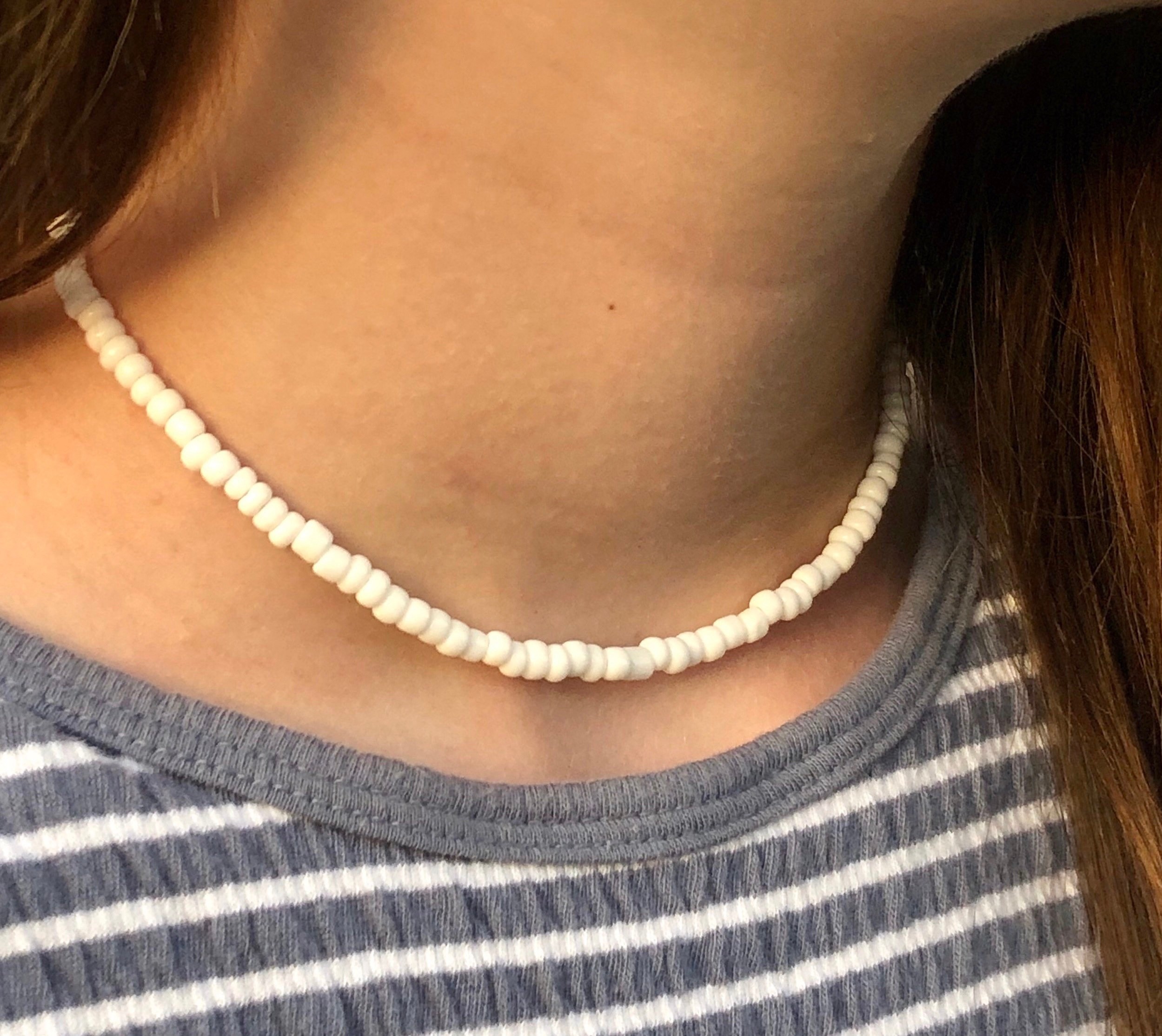 White VSCO necklace White Glass Beaded Choker VSCO Necklace Etsy