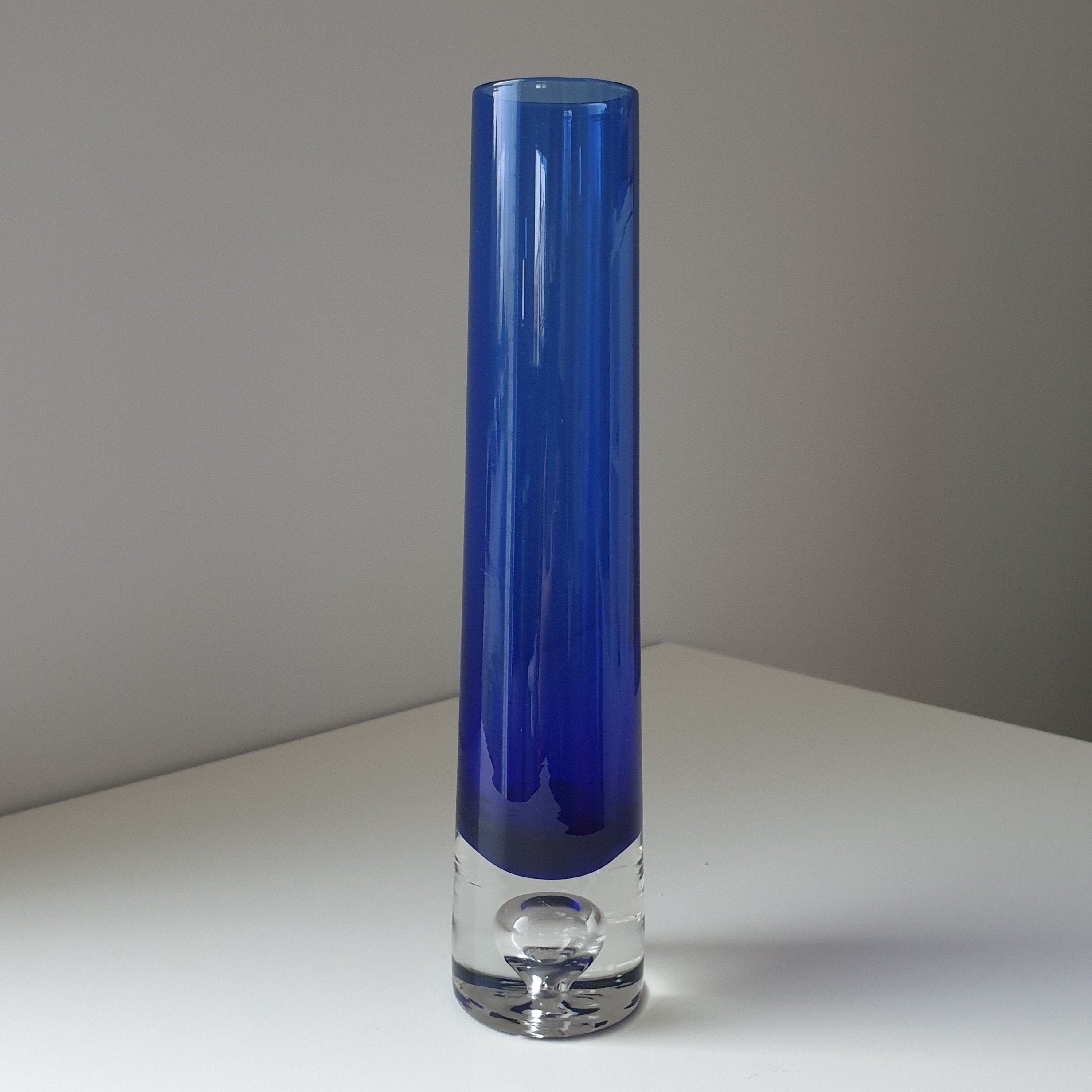 Blue Bubble Cylinder Glass Vase by Severin Brørby for Hadeland Etsy