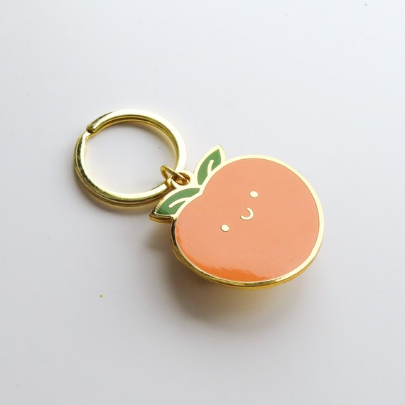 Peach Keychain | Cute Fruit Metal Keychain Lanyard Charm Backpack