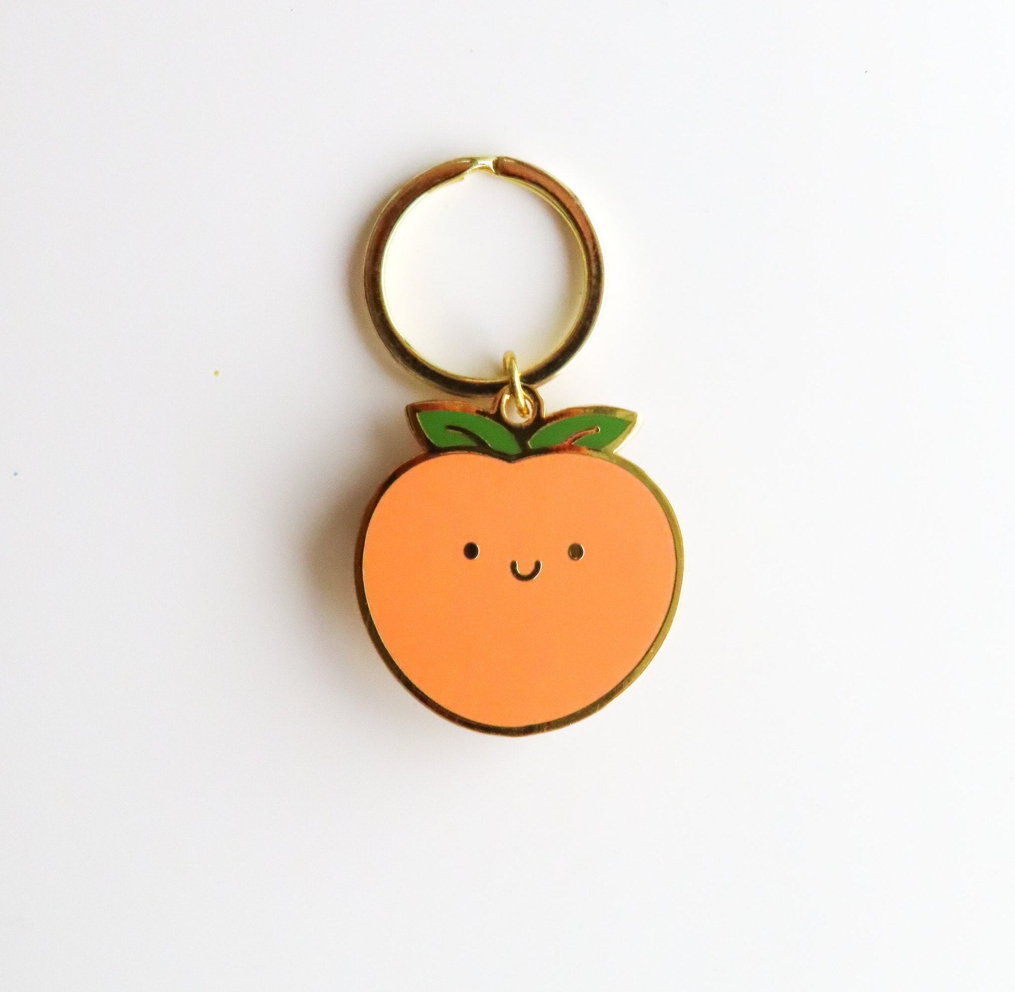Peach Keychain | Cute Fruit Metal Keychain Lanyard Charm Backpack