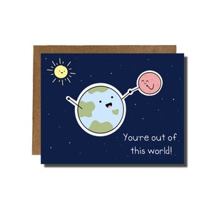 You're Out of This World | Better Together Long Distance Goodbye Outer Space NASA Puns Anniversary Wedding Card Goodbye | YayParadeCo