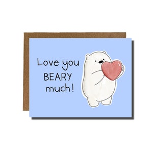 Te amo Beary mucho / Oso polar azul, Aniversario te amo, Motivación, Tarjeta de San Valentín / Yay Parade Co