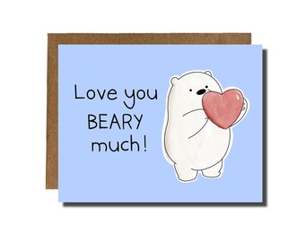 Love You Beary Much | Blue Polar Bear, Anniversary Love You, Motivation, Valentines card | Yay Parade Co