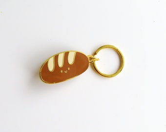 Baguette Loaf Keychain | Bread gift, bakery gift, gold keychain, i love bread, baguette | YayParadeCo