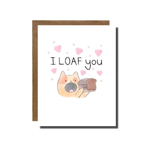 Je vous fais plaisir | carte de glucides de pain, cadeau de jeu de mots pour chat, carte de pain au levain, cadeau meilleur ami vday d'anniversaire, j'aime le pain | YayParadeCo