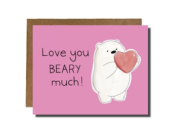 Love You Beary Much | Polar Bear Wedding Card, Ice Bear, Miss You gift, Anniversary Love You, Valentines day card vday gift  | YayParadeCo